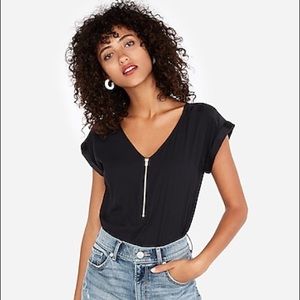 Silky Zip Front Gramercy Top